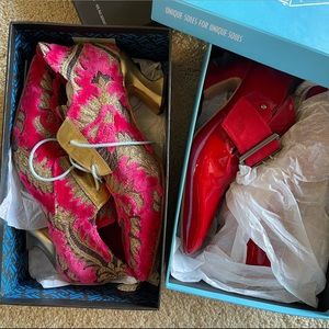 John Fluevog heels vintage unique red pink